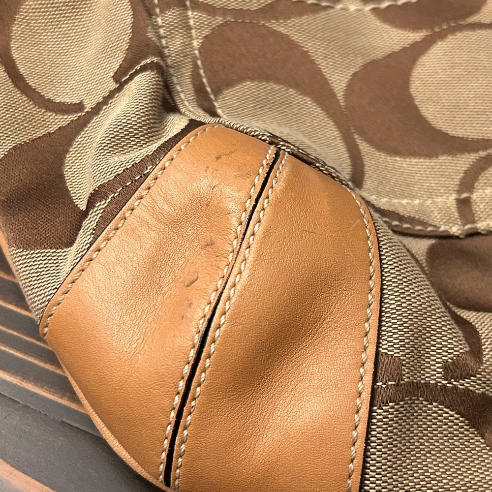 Coach Signature Hobo Bag in Brown & Tan Leather Trim - Picture 9 of 10